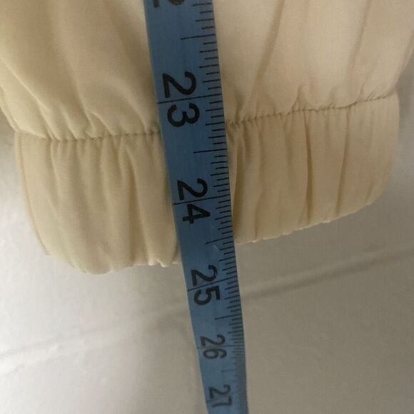 BCBG MAXAZRIA Beige Pleated Jacket Womens Size Medium Full Zip Pockets - Picture 13 of 13